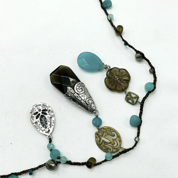 Smokey Teal Blue/Green Silpada Versatile Bead Necklace - Picture 5 of 8